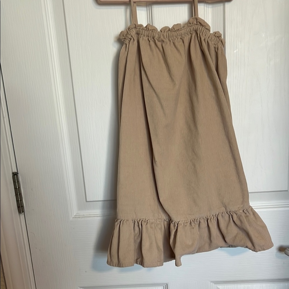 Tan Ruffle Hem Skirt